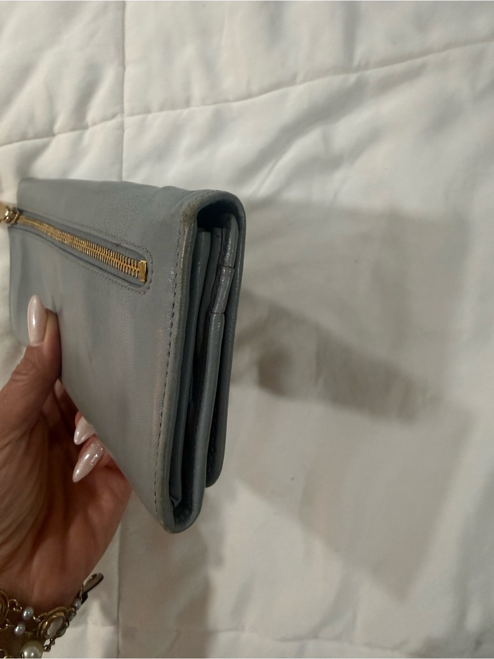 Prada Grey Leather Continental Wallet with Cocktail on Patch - Picture 4 of 9